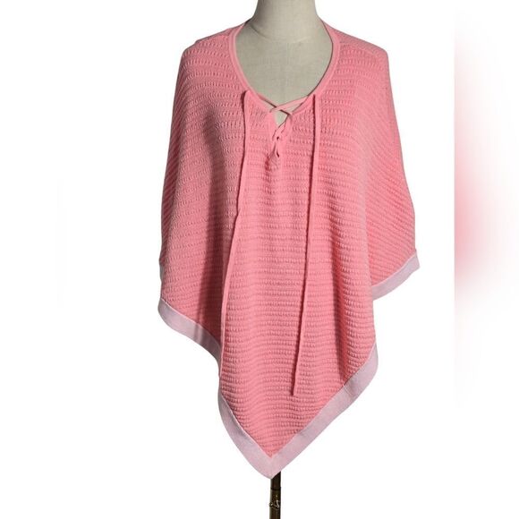 Talbots Rosy Pink Tie Neck Poncho NWT - Picture 1 of 7